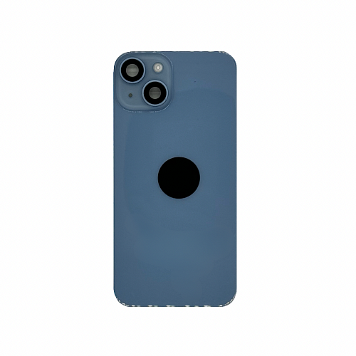 Задняя крышка в сборе с кронштейном, линзами камеры и шлейфом для iPhone 14 (Голубой) (Разбор)
