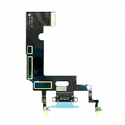 Шлейф с разъемом зарядки и микрофоном для iPhone XR (Голубой) (AASP)