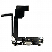 Шлейф с разъемом зарядки и микрофоном для iPhone 15 Pro Max (White Titanium) (AASP)