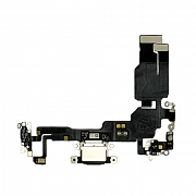 Шлейф с разъемом зарядки и микрофоном для iPhone 15 (Black) (AASP)