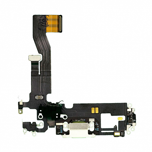 Шлейф с разъемом зарядки и микрофоном для iPhone 12 Pro (Белый) (AASP)