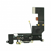 Шлейф c разъёмом зарядки, GSM антенной, микрофоном и аудио разъёмом для iPhone SE (Черный) (AASP)